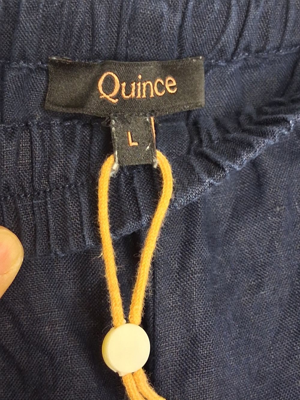 Quince 100% European Flax  Linen Navy Blue Cropped Pajama Lounge Pants Women's L - Picture 3 of 9
